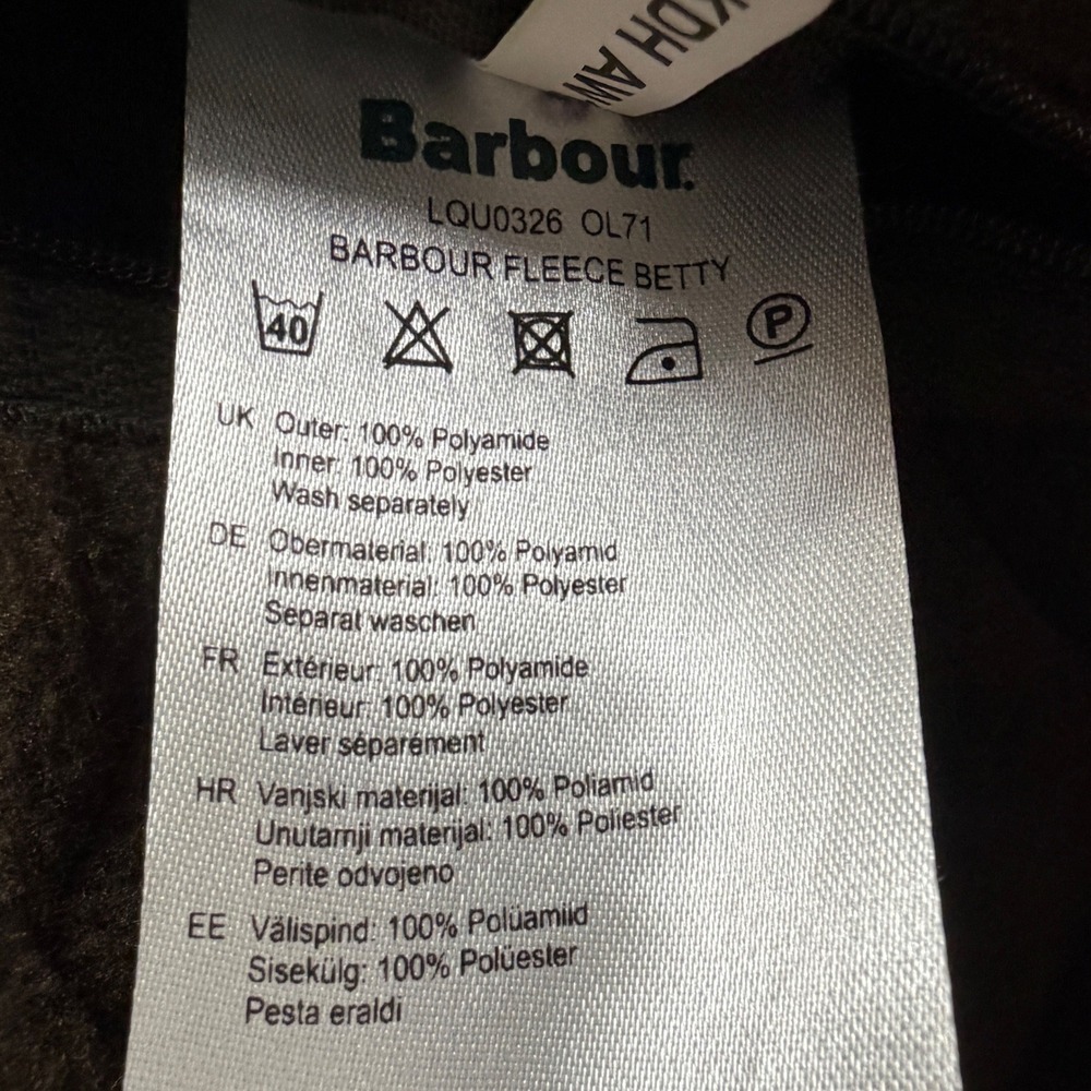 Barbour Fleece Betty Liner Vest Size 10 Olive Green Quilted Full Zip Sleeveless - Picture 5 of 5